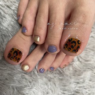 べっ甲 パープル フットネイルのネイルデザイン ネイルブック
