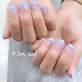 おすすめ順 ショート ブルーフレンチネイルのネイルデザイン ネイルブック