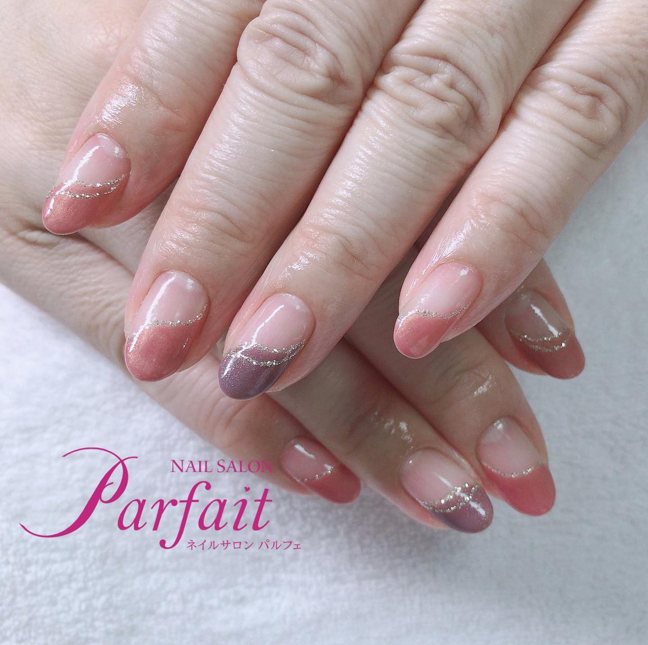 オールシーズン ハンド フレンチ 変形フレンチ ピンク Mami Nail415のネイルデザイン No ネイルブック