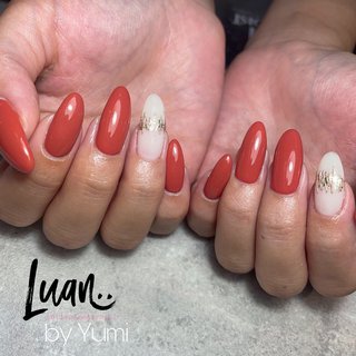 朱色ネイルのネイルデザイン ネイルブック