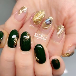 クリア グリーンのネイルデザイン ネイルブック