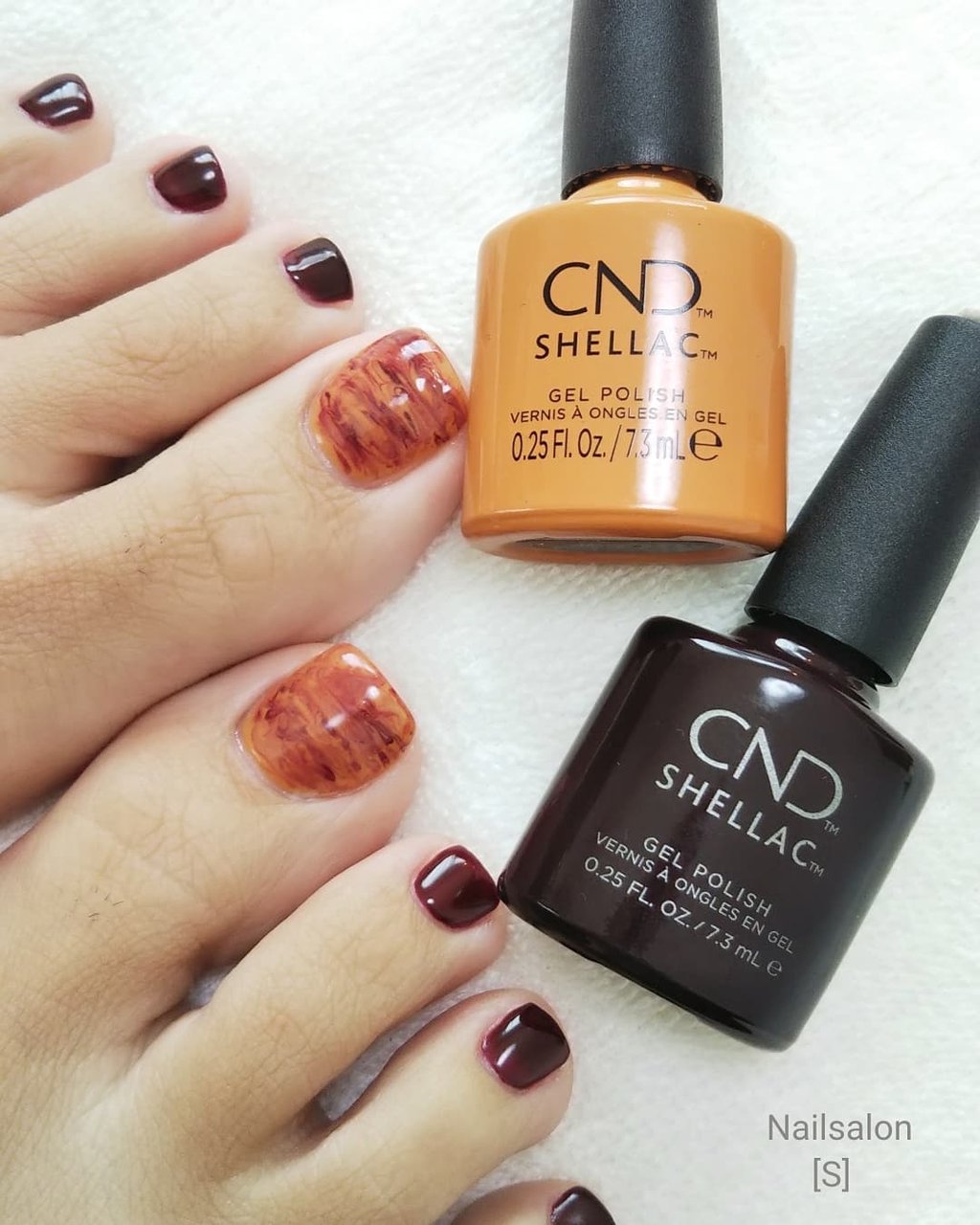 秋 オールシーズン フット ワンカラー マーブル シェラックネイル専門店 S のネイルデザイン No ネイルブック