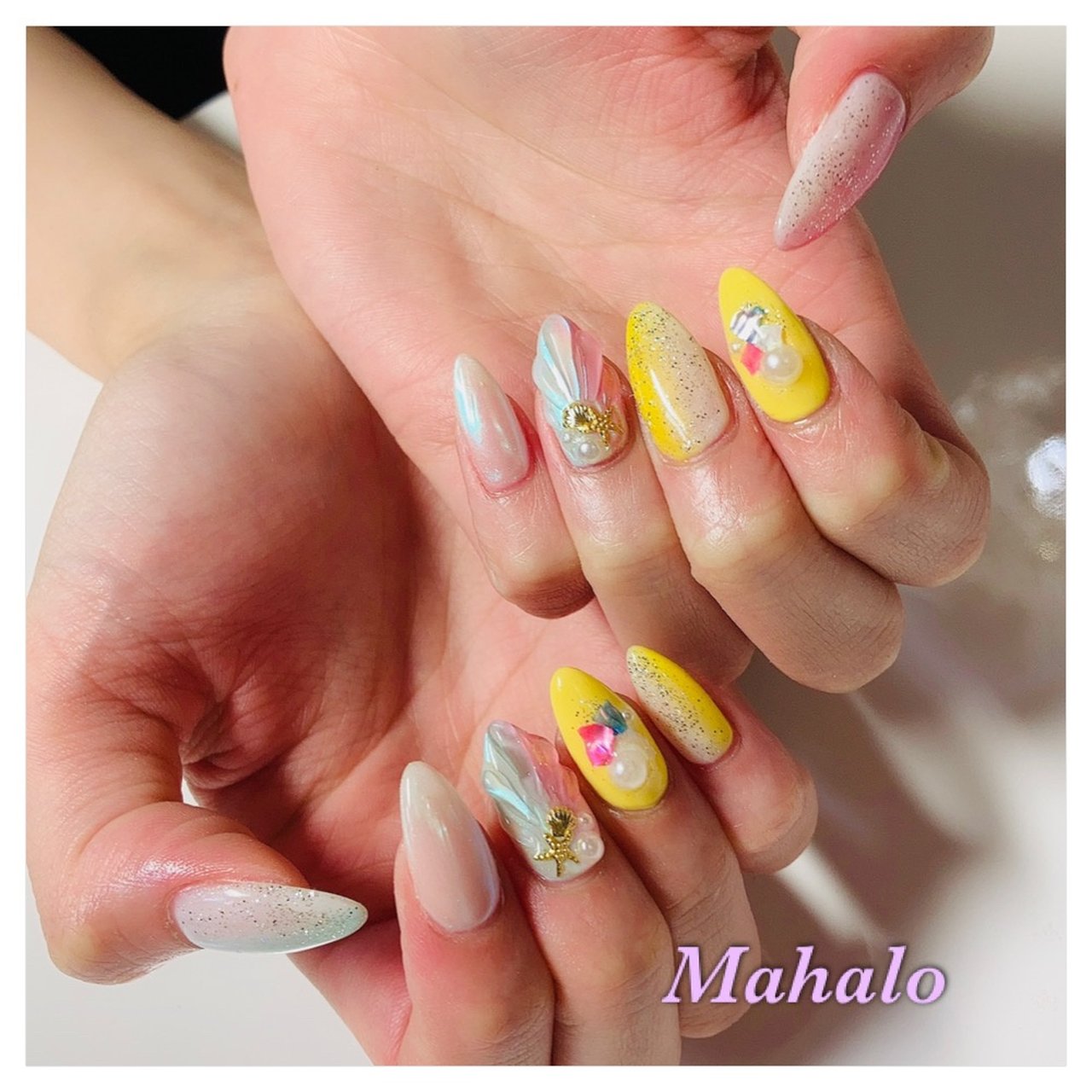 夏 ハンド グラデーション ラメ ワンカラー Mahaloのネイルデザイン No ネイルブック