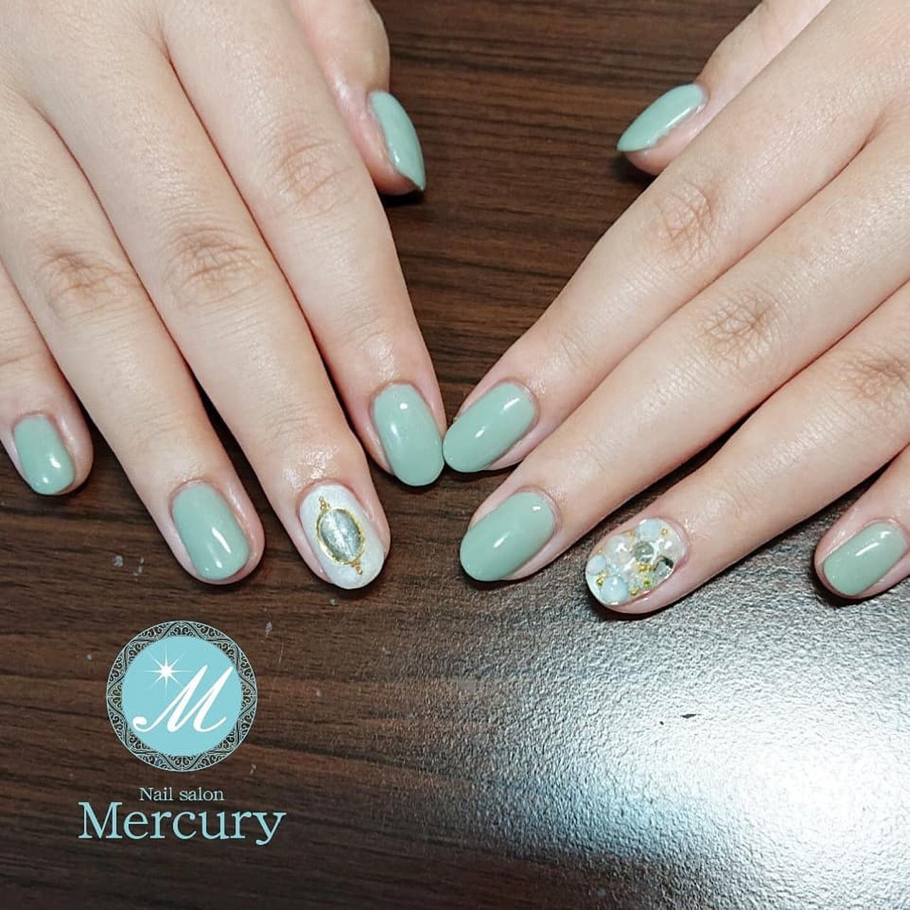 夏 秋 オフィス ブライダル ハンド マーキュリーのネイルデザイン No ネイルブック