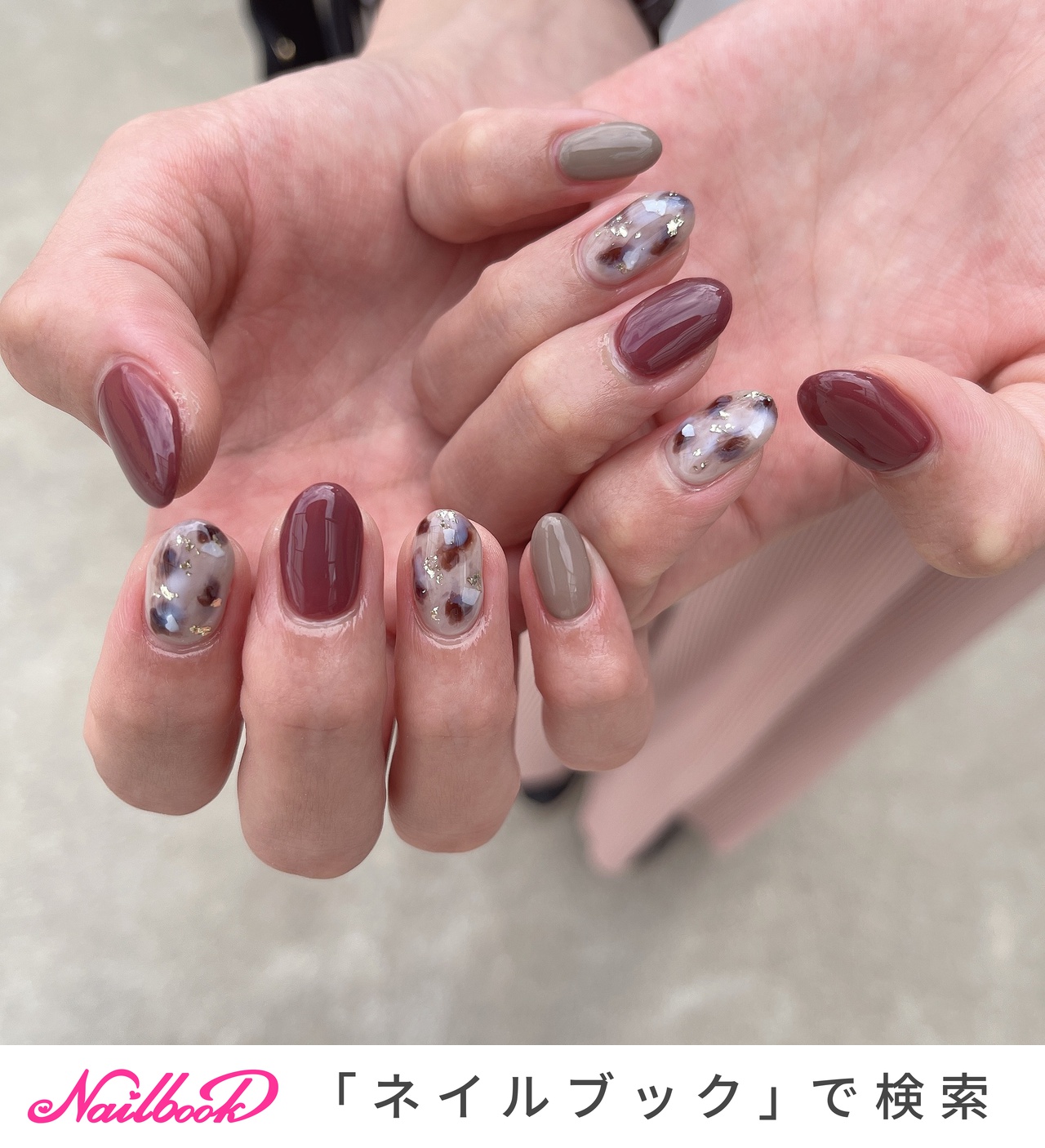 ホワイト 白 ワインレッドのネイルデザイン ネイルブック