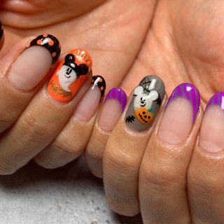 キャラクター ディズニーハロウィンのネイルデザイン ネイルブック