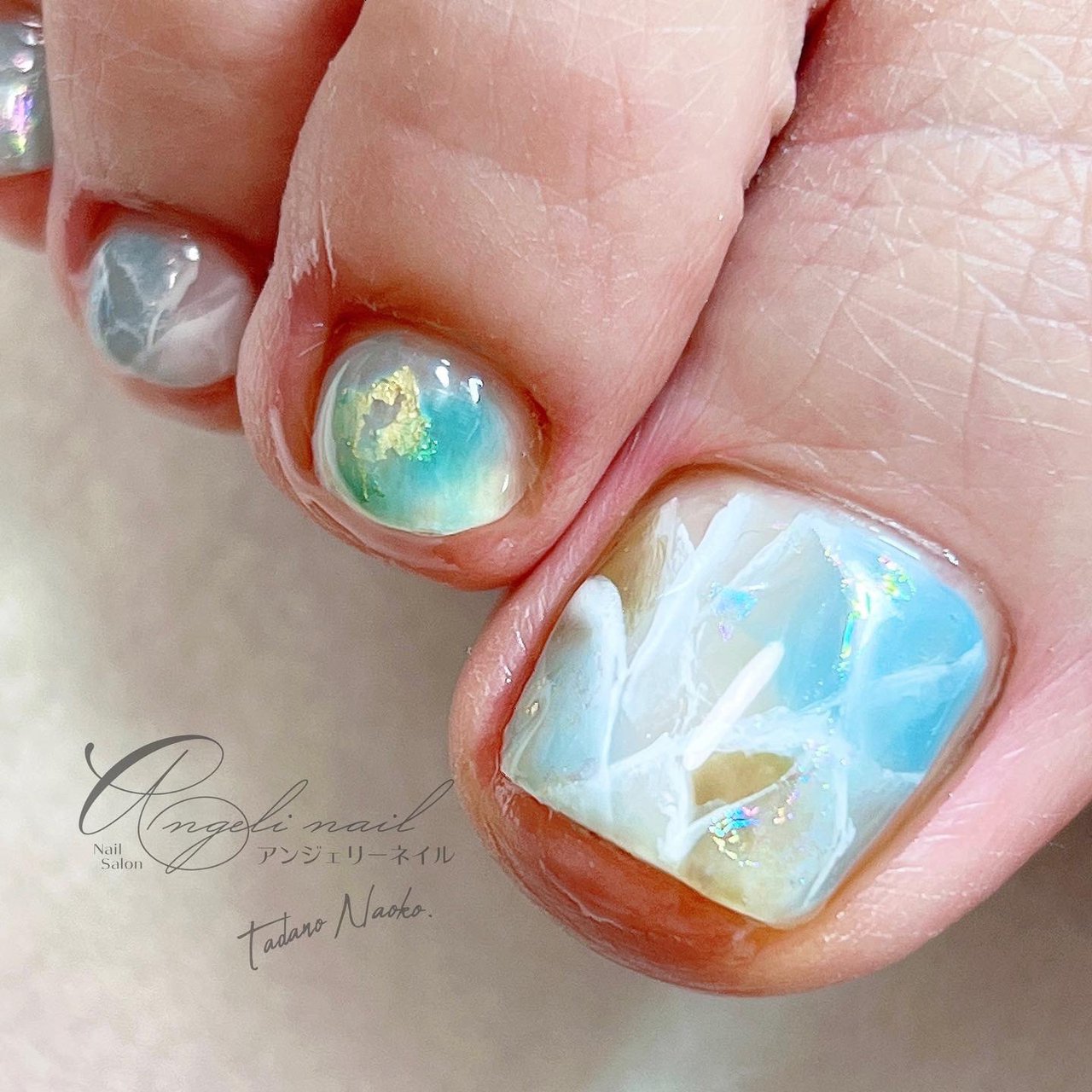 夏 秋 オールシーズン フット 大理石 北広島市ネイルサロン Angeli Nailのネイルデザイン No ネイルブック