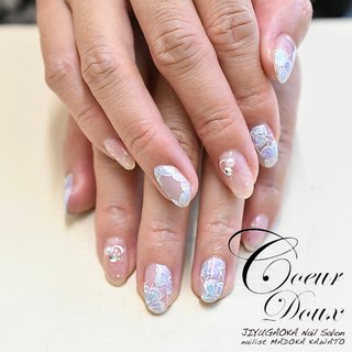レース ブルーのネイルデザイン ネイルブック