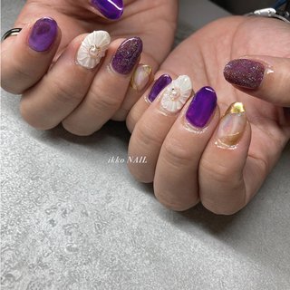 紫ミラーネイルのネイルデザイン ネイルブック