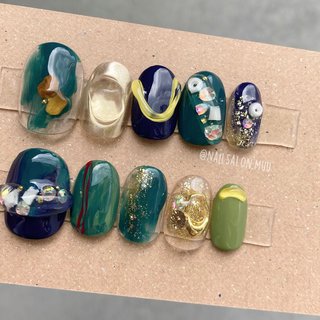 成人式 グリーン ネイルチップのネイルデザイン ネイルブック