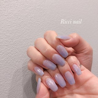 冬 グラデーション 水色のネイルデザイン ネイルブック