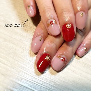 朱色のネイルデザイン ネイルブック