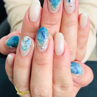 スカイブルーのネイルデザイン ネイルブック