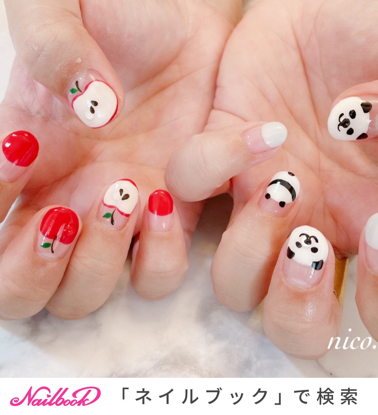 パンダネイルのネイルデザイン ネイルブック