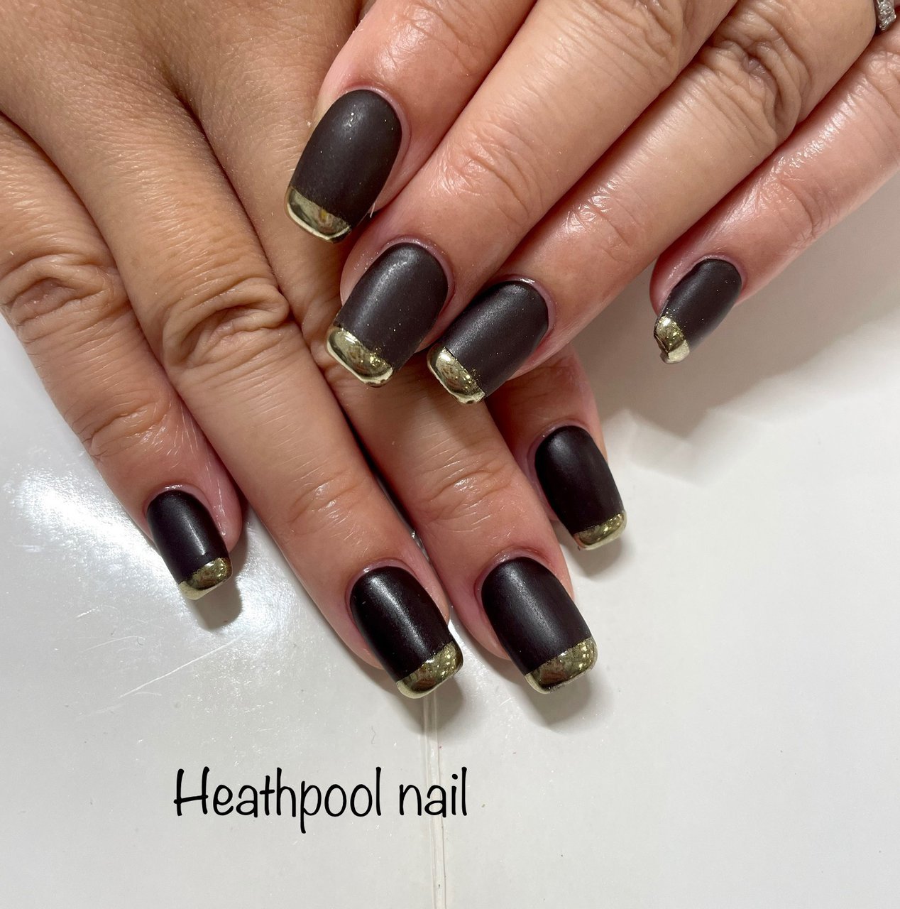 ハンド フレンチ マット ミラー ブラウン Heathpoolnailのネイルデザイン No ネイルブック