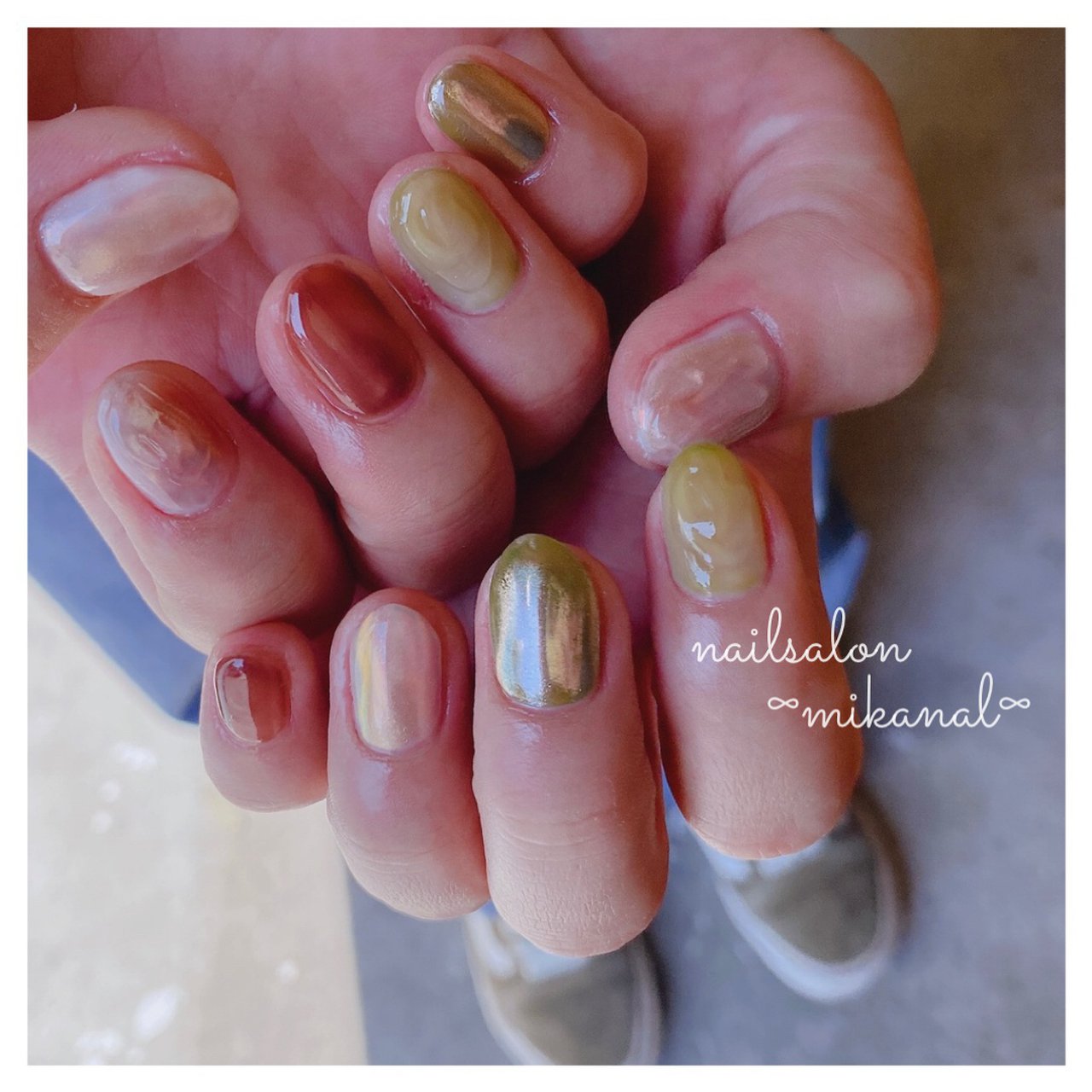 秋 冬 ハンド 水滴 タイダイ Miikaのネイルデザイン No ネイルブック