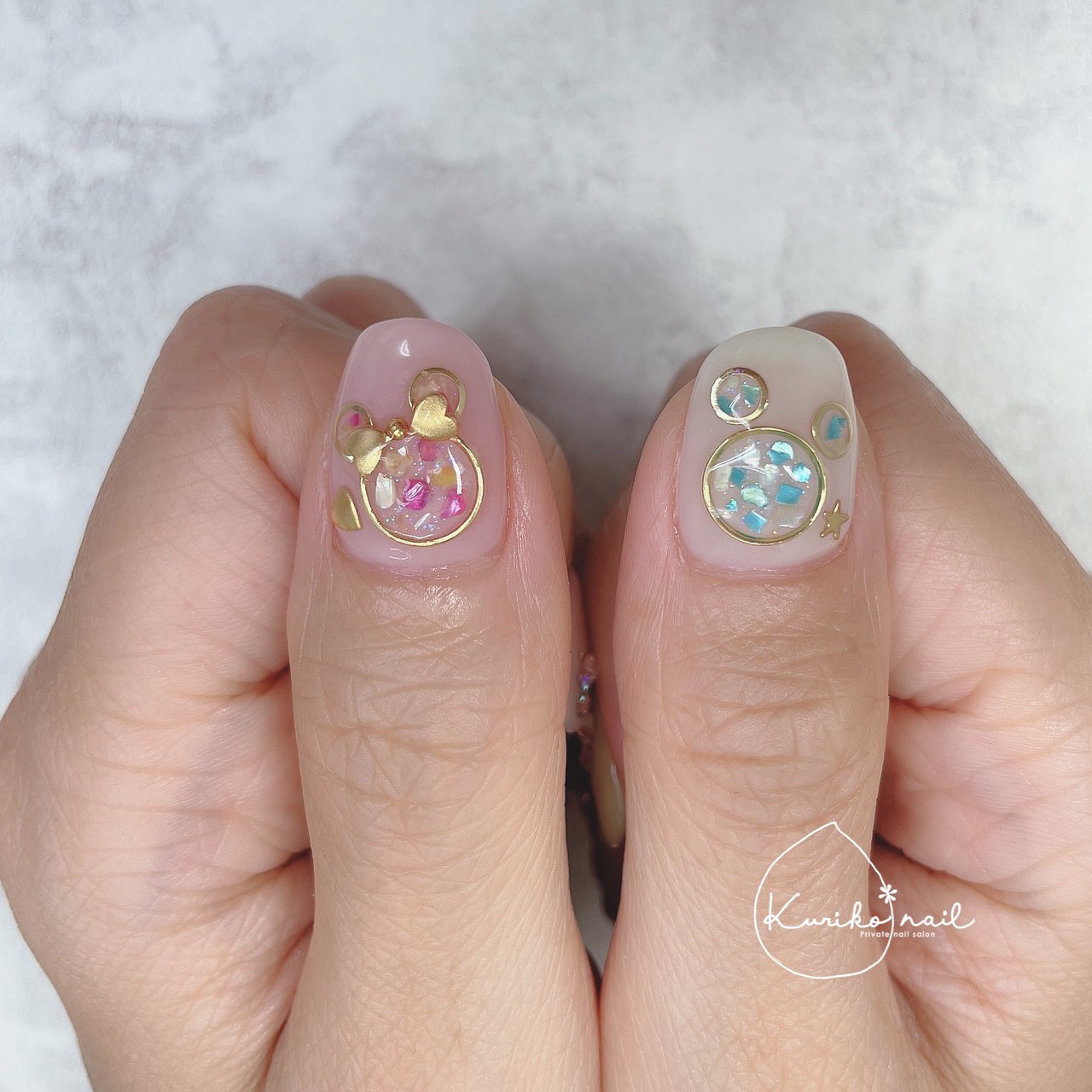 オールシーズン デート ハンド ビジュー ワンカラー Kuriko Nailのネイルデザイン No ネイルブック