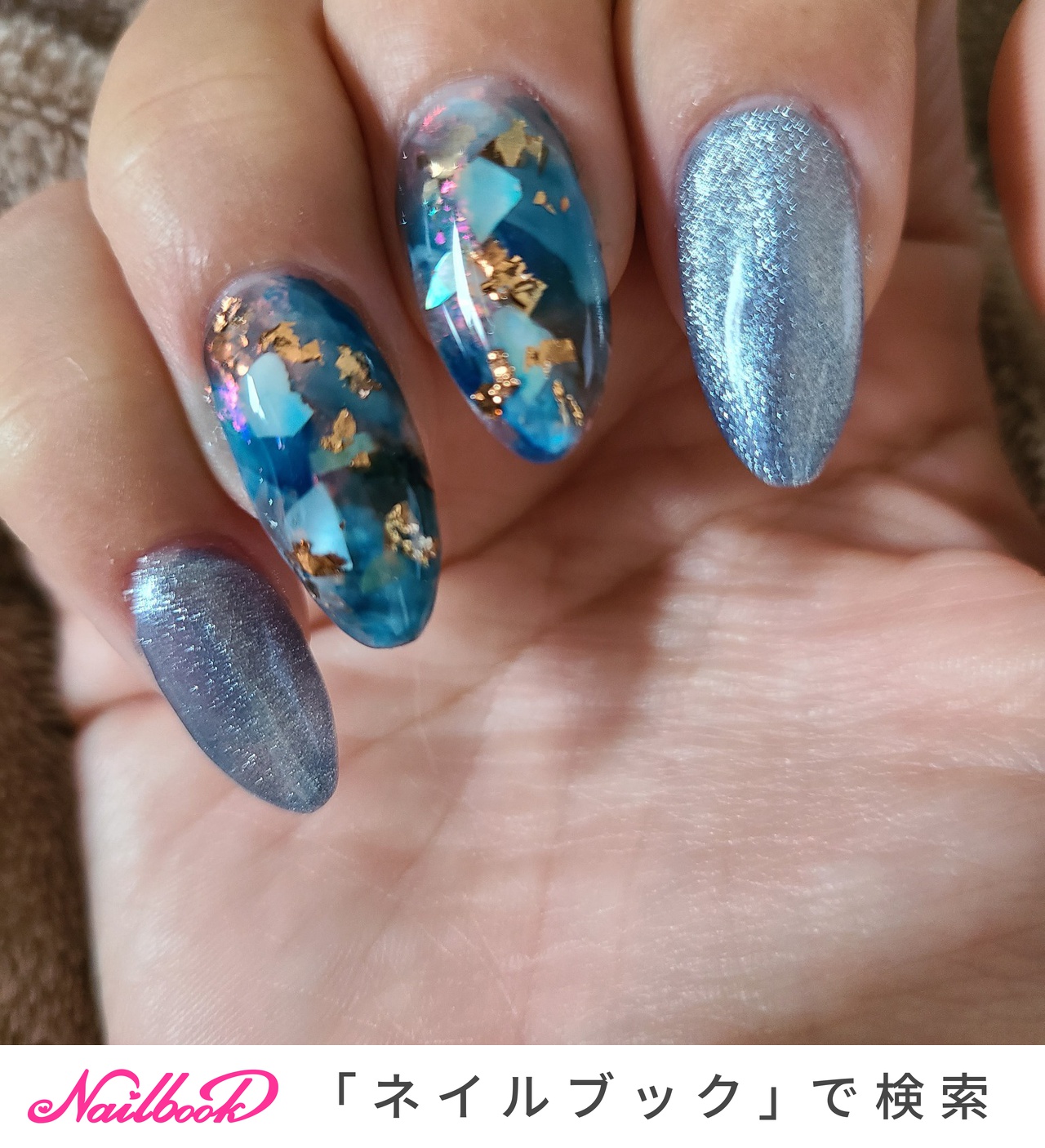 クリア ネイビー セルフネイルのネイルデザイン ネイルブック