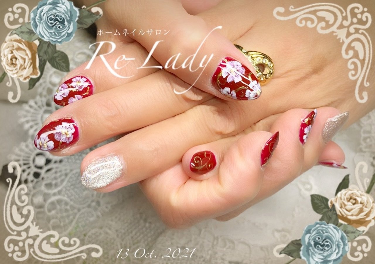 秋 ハンド ボルドー ジェルネイル お客様 ホームサロンre Ladyのネイルデザイン No ネイルブック