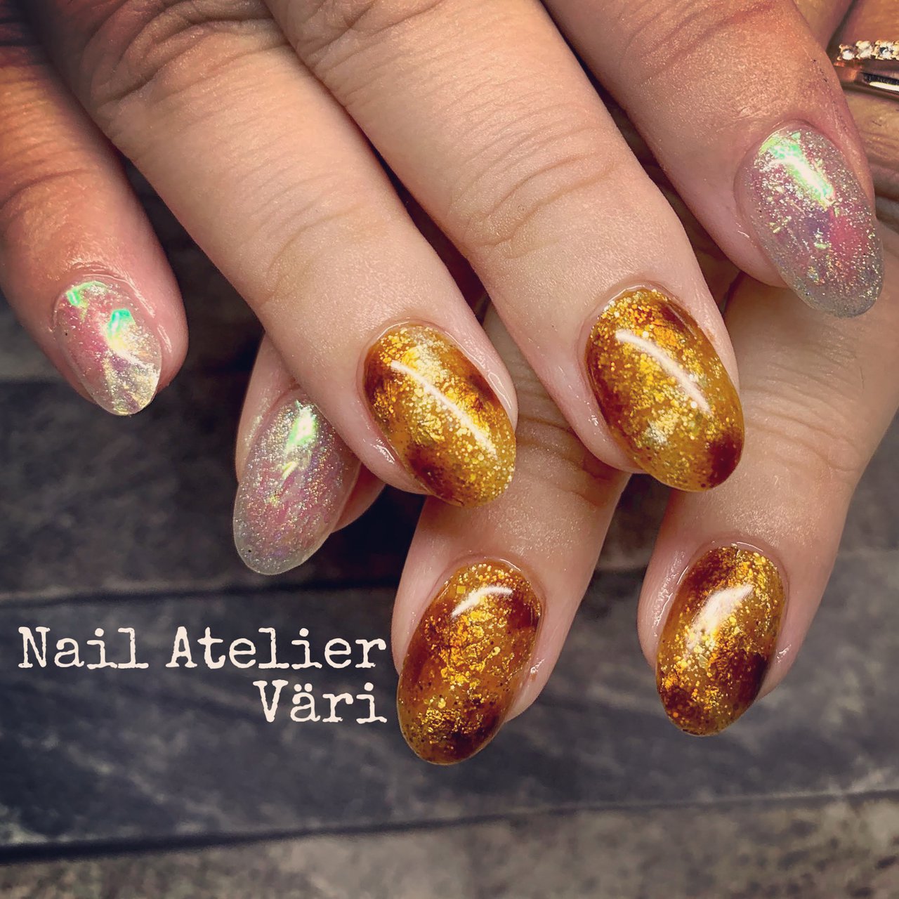 秋/ホログラム/ニュアンス/べっ甲/オーロラ - Väriのネイルデザイン[No