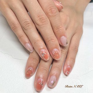 チーク オレンジのネイルデザイン ネイルブック