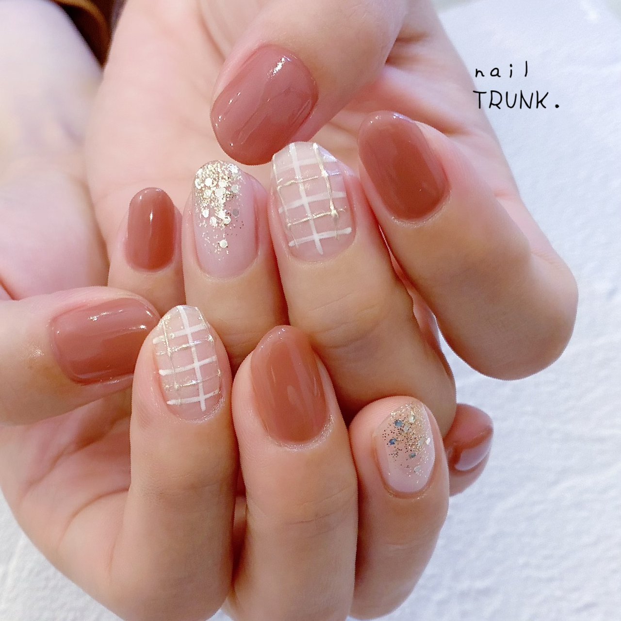 秋 ハンド ホワイト ピンク ゴールド Nail Trunkのネイルデザイン No ネイルブック