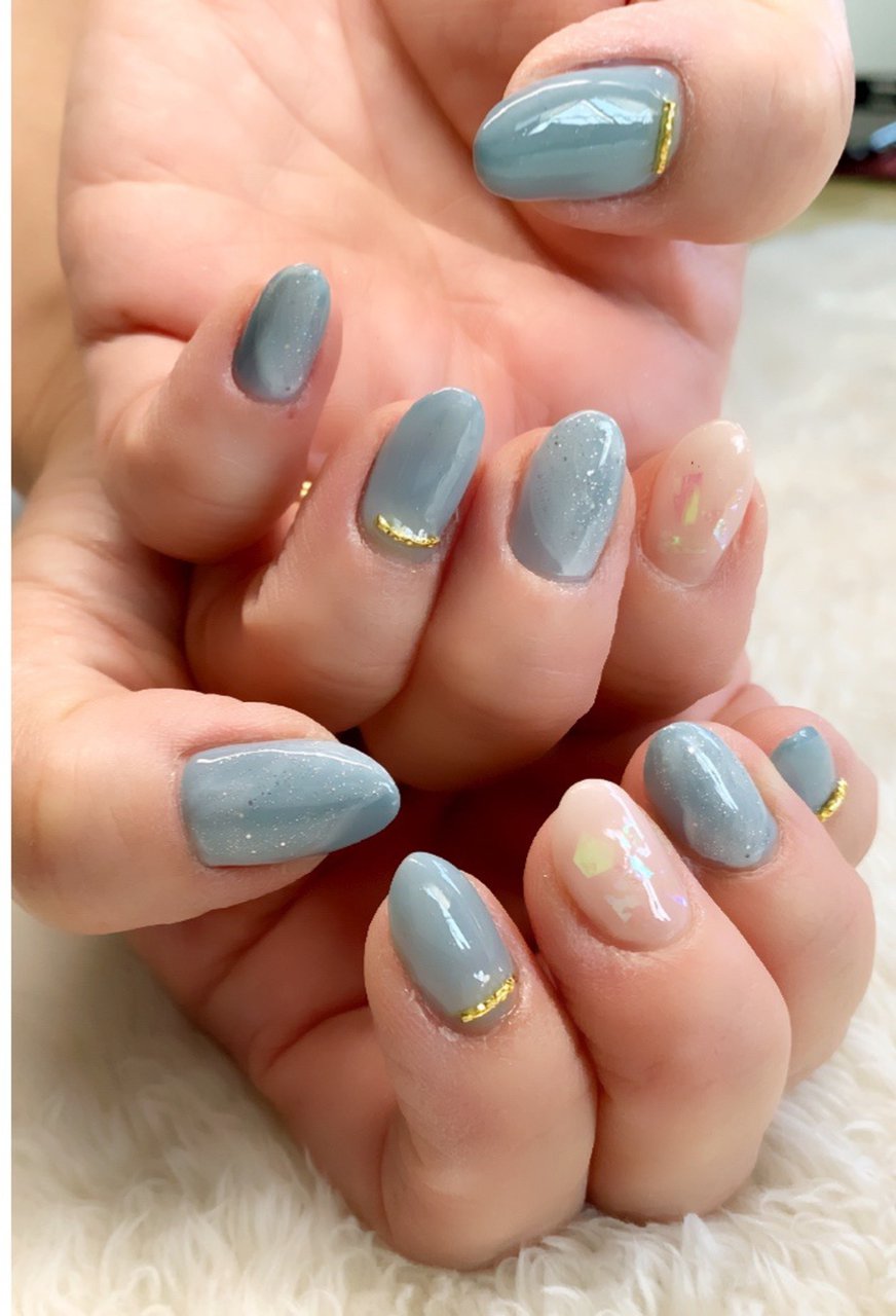 ハンド シンプル ワンカラー スモーキー ジェルネイル Kun Kunのネイルデザイン No ネイルブック