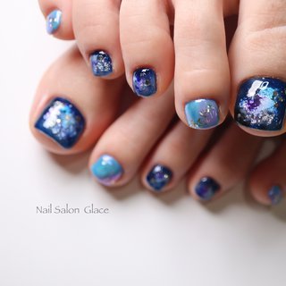 ギャラクシー 水色のネイルデザイン ネイルブック