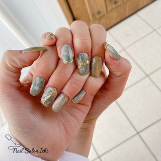 大理石 ブルー グレーのネイルデザイン ネイルブック