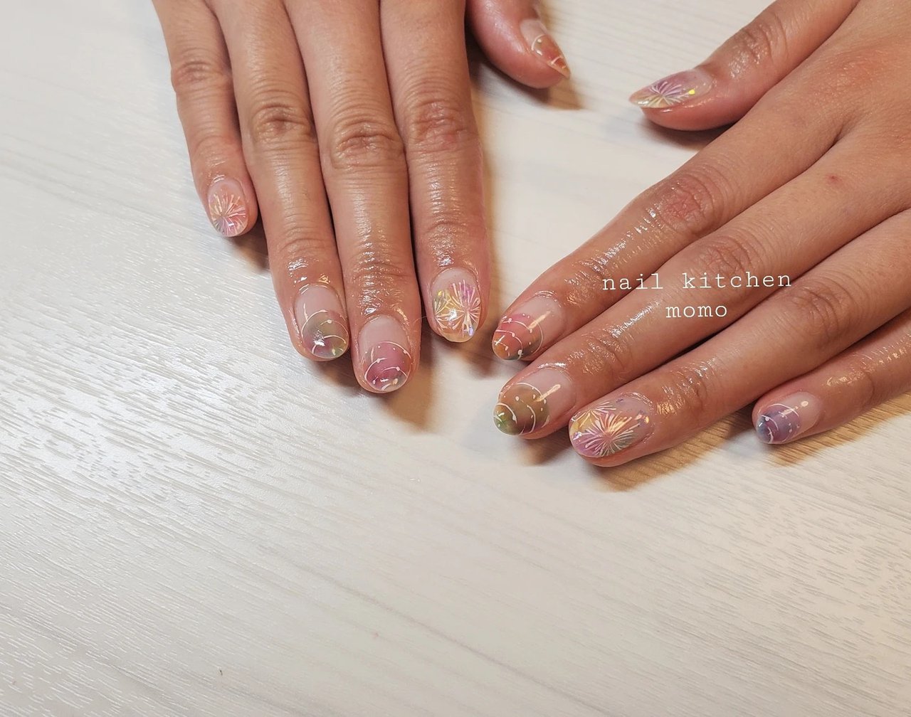 夏 梅雨 浴衣 デート ハンド Nail Kitchen Momo Hal のネイルデザイン No ネイルブック