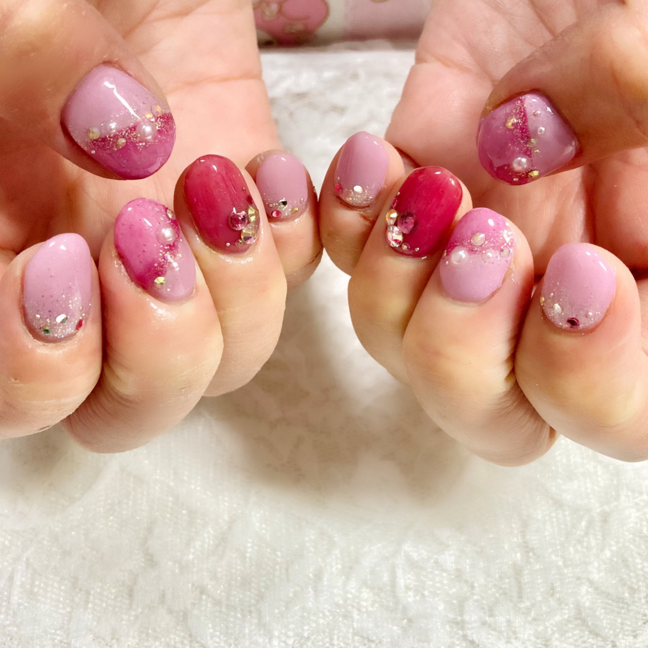 ハンド 変形フレンチ ピンク パープル Moco Nailのネイルデザイン No ネイルブック