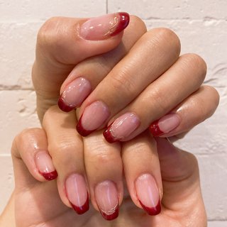 赤フレンチのネイルデザイン ネイルブック