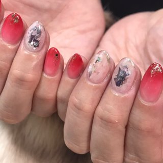 おすすめ順 ベージュ ヌーディー 赤グラデーションネイルのネイルデザイン ネイルブック