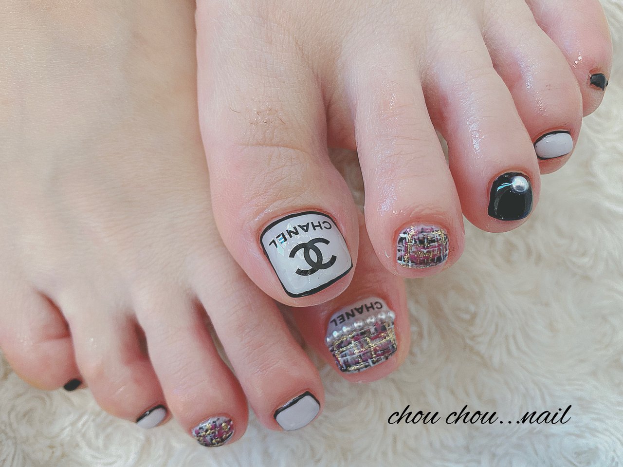 冬 フット ツイード ブランド柄 Nail Salon Chouchouのネイルデザイン No ネイルブック