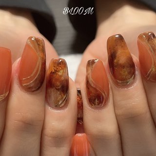 秋 べっ甲 スカルプチュアのネイルデザイン ネイルブック