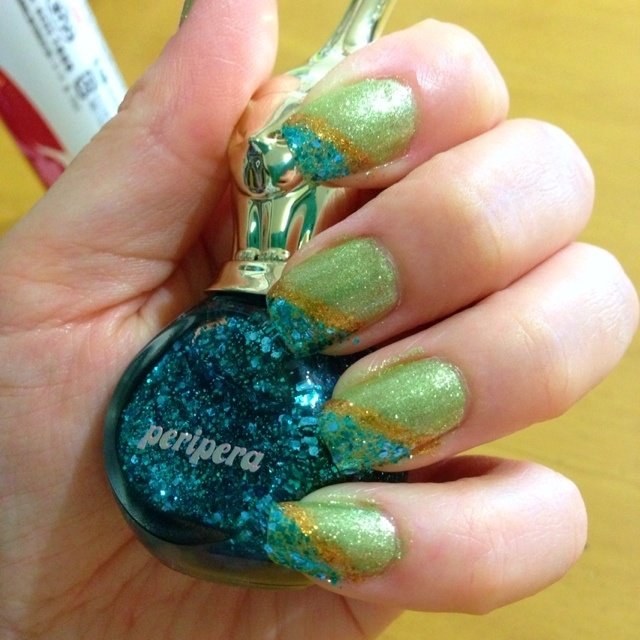 夏 ハンド ラメ グリーン マニキュア Omimal Cafeのネイルデザイン No ネイルブック