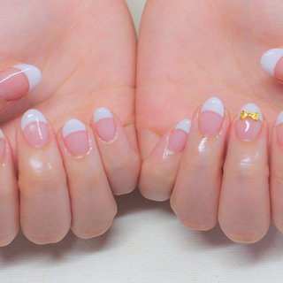 ショート 白フレンチのネイルデザイン ネイルブック