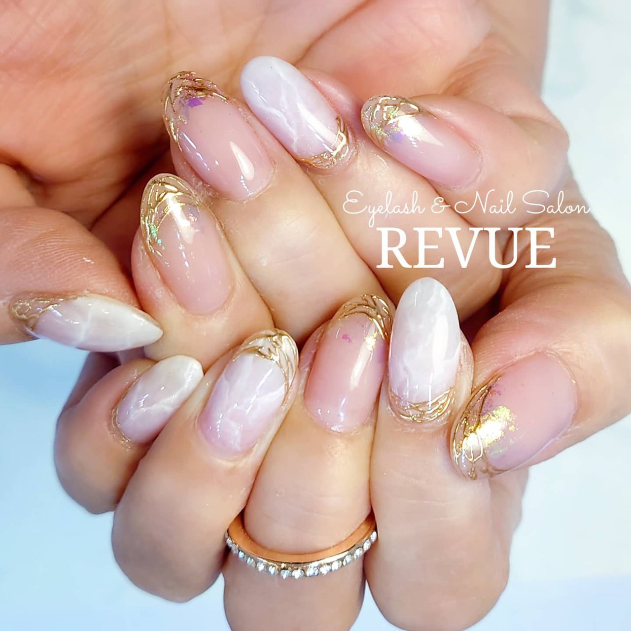 オールシーズン ハンド シンプル 大理石 ミディアム Hair Make Revueのネイルデザイン No ネイルブック