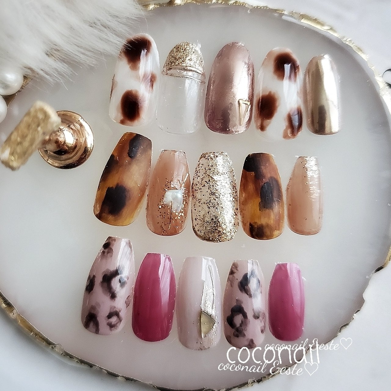アニマル柄 ボルドー ブラウン グレージュ Coconail Este 浜松市ネイルサロンのネイルデザイン No ネイルブック