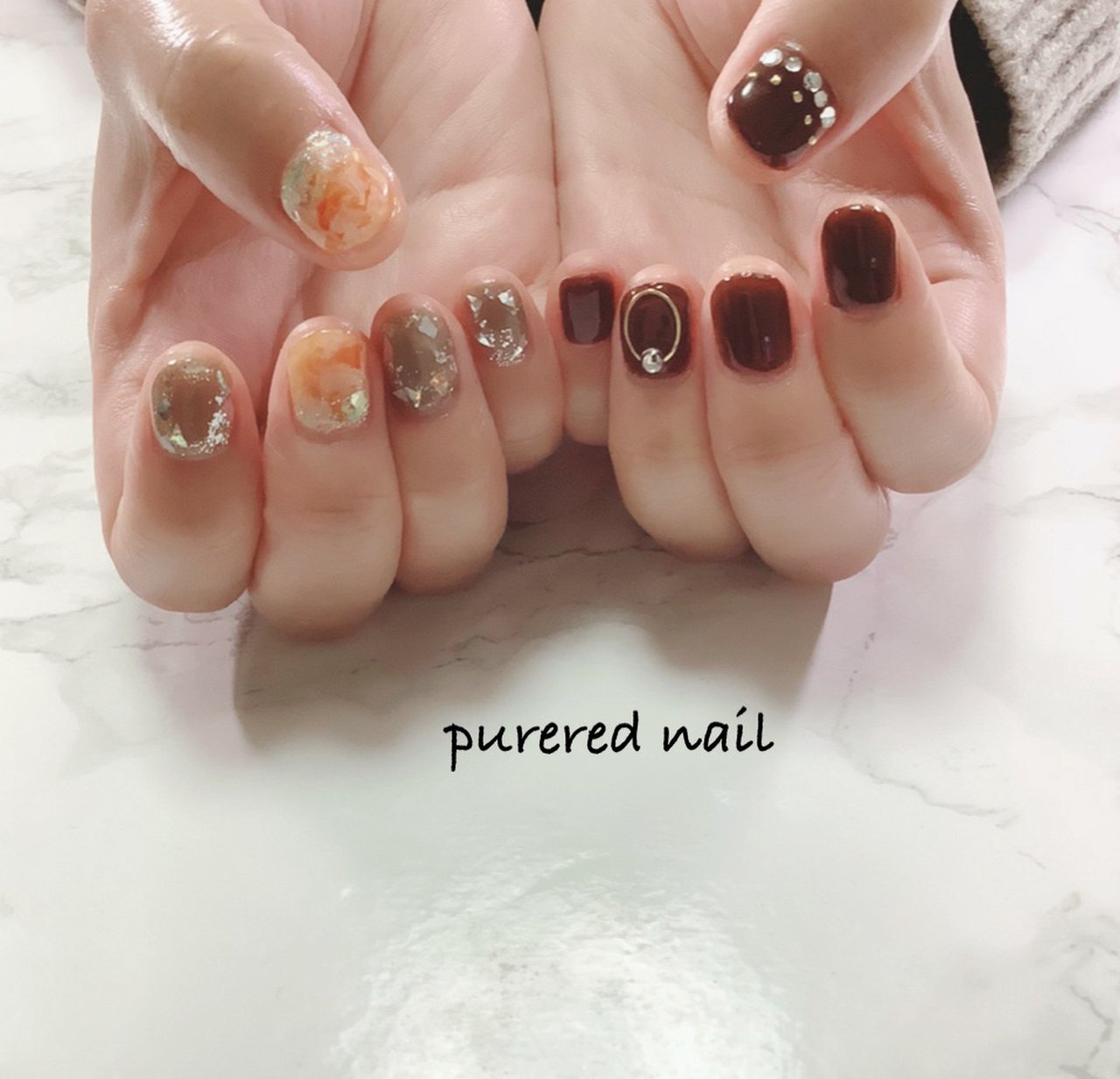 秋 ハンド ニュアンス ショート ボルドー 今内知津子のネイルデザイン No ネイルブック