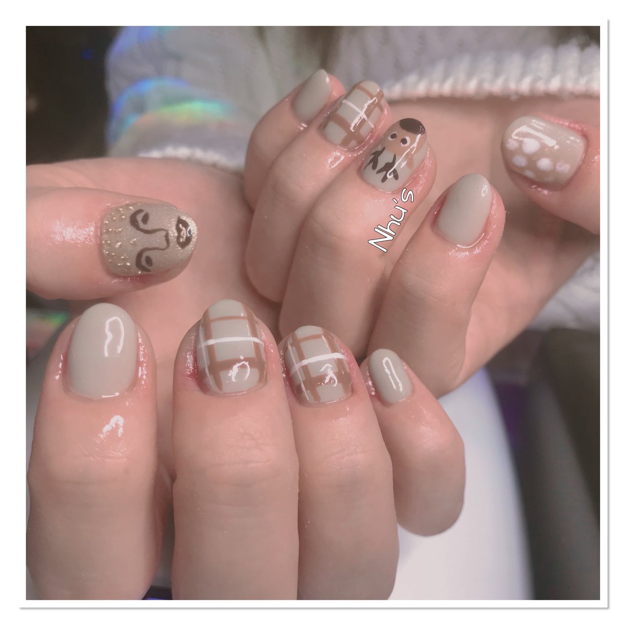 秋 チェック キャラクター Nhu S Nailsのネイルデザイン No ネイルブック