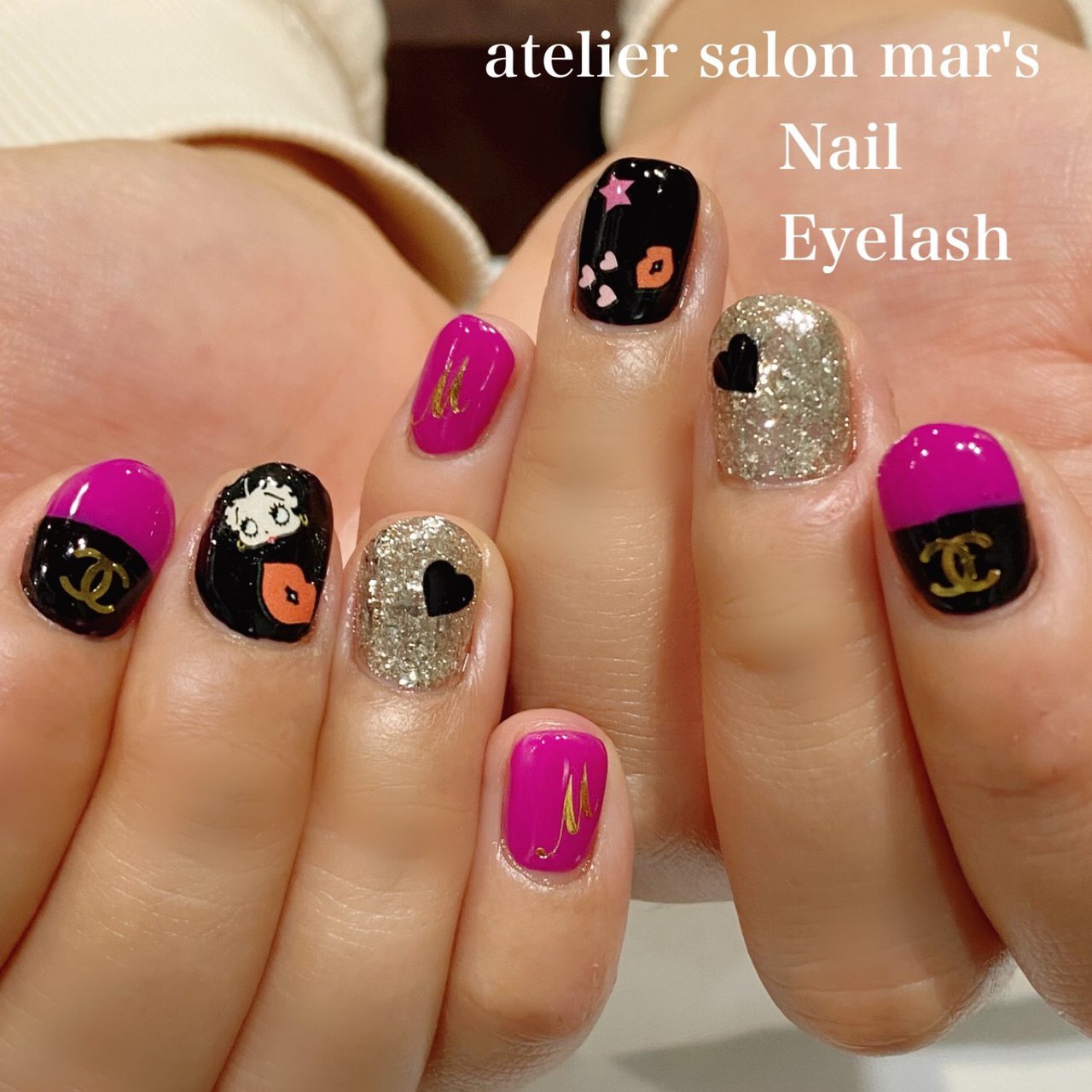 ホログラム ブランド柄 ピンク ブラック シルバー Masayoのネイルデザイン No ネイルブック