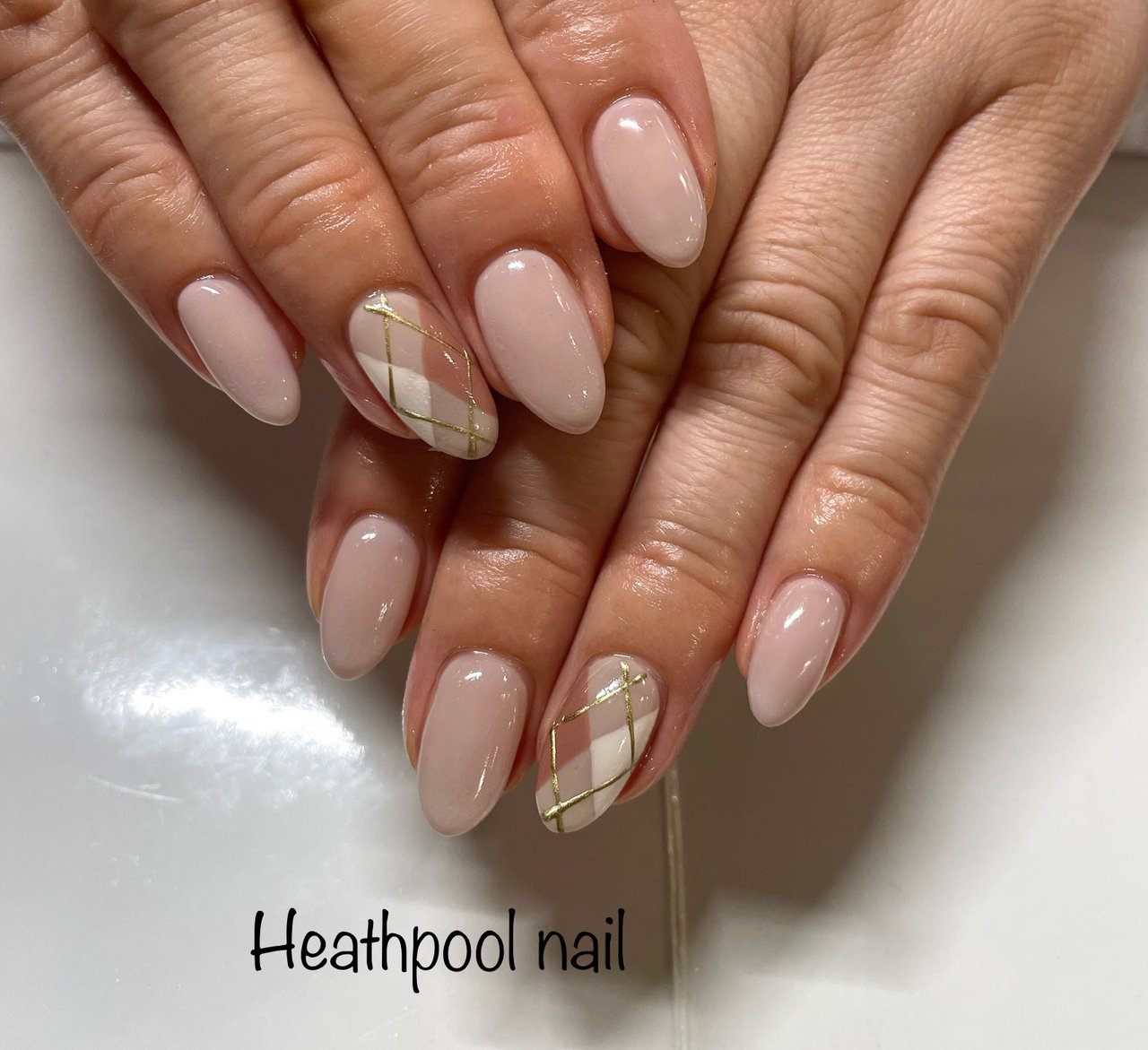 ハンド シンプル アーガイル ブラウン グレージュ Heathpoolnailのネイルデザイン No ネイルブック