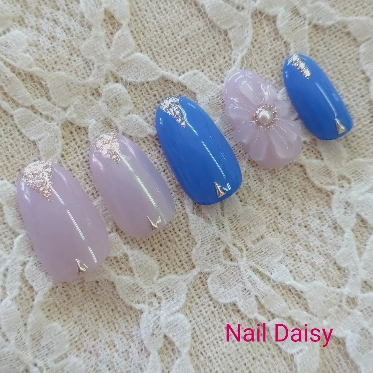 オールシーズン ワンカラー フラワー ブルー パープル Naildaisyのネイルデザイン No ネイルブック