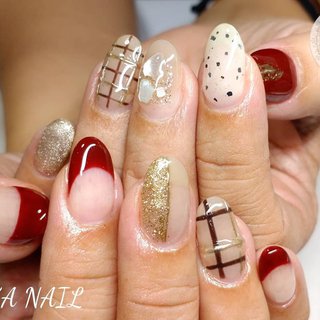 人気順｜チェック/#bordeauxfrenchnailsのネイルデザイン
