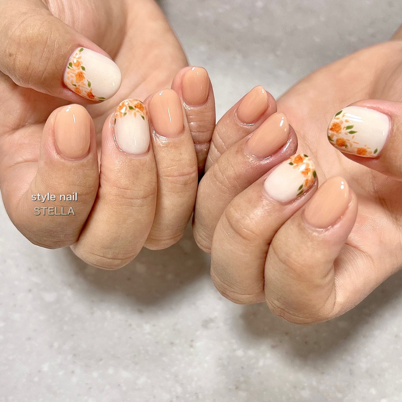 秋 ハンド ワンカラー フラワー 押し花 Style Nail Stellaのネイルデザイン No ネイルブック