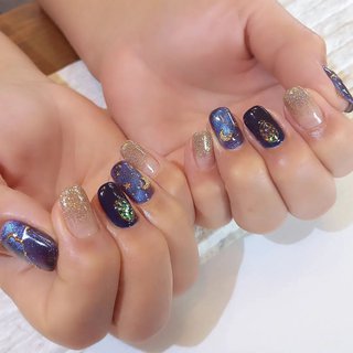 ブルー 青 マグネットジェルのネイルデザイン ネイルブック