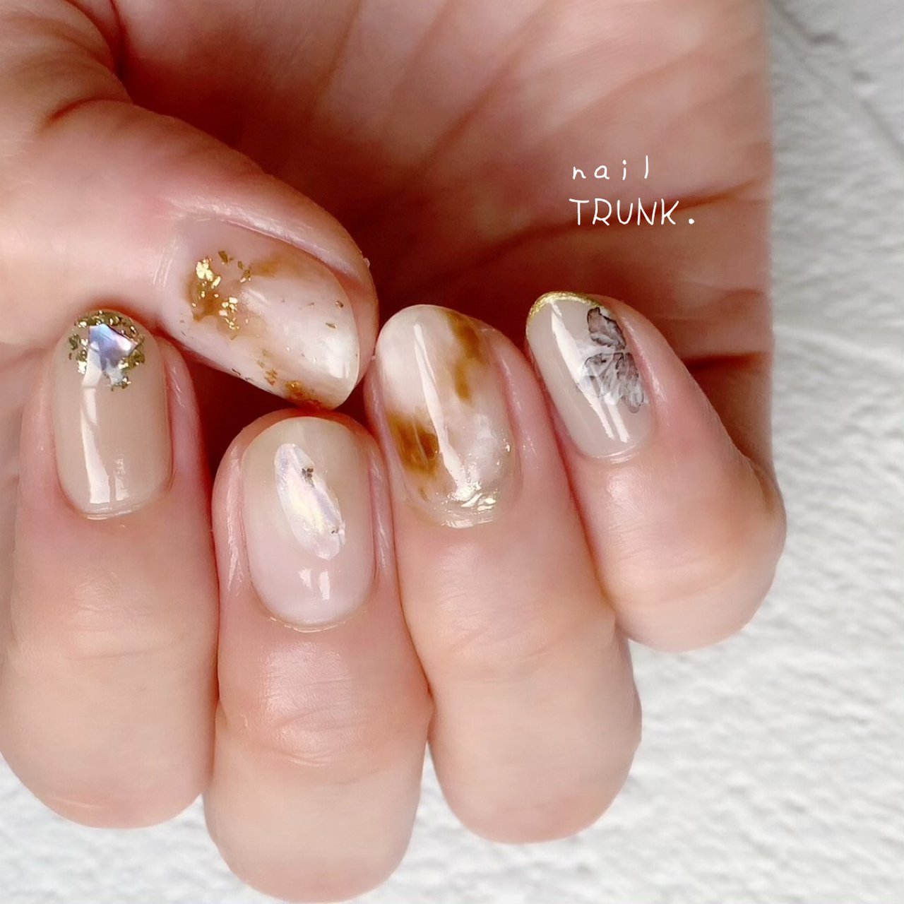 秋 ハンド シェル たらしこみ マーブル Nail Trunkのネイルデザイン No ネイルブック