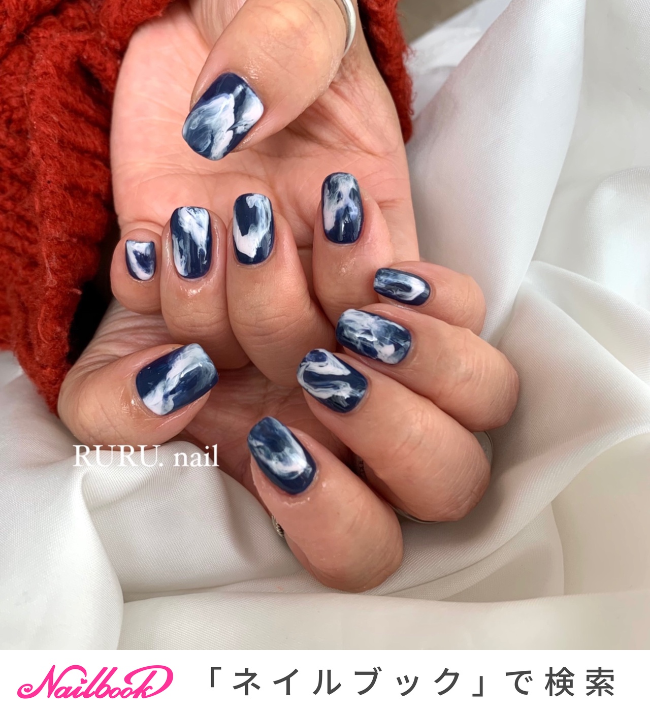 フレンチ ピンク ネイビーのネイルデザイン ネイルブック