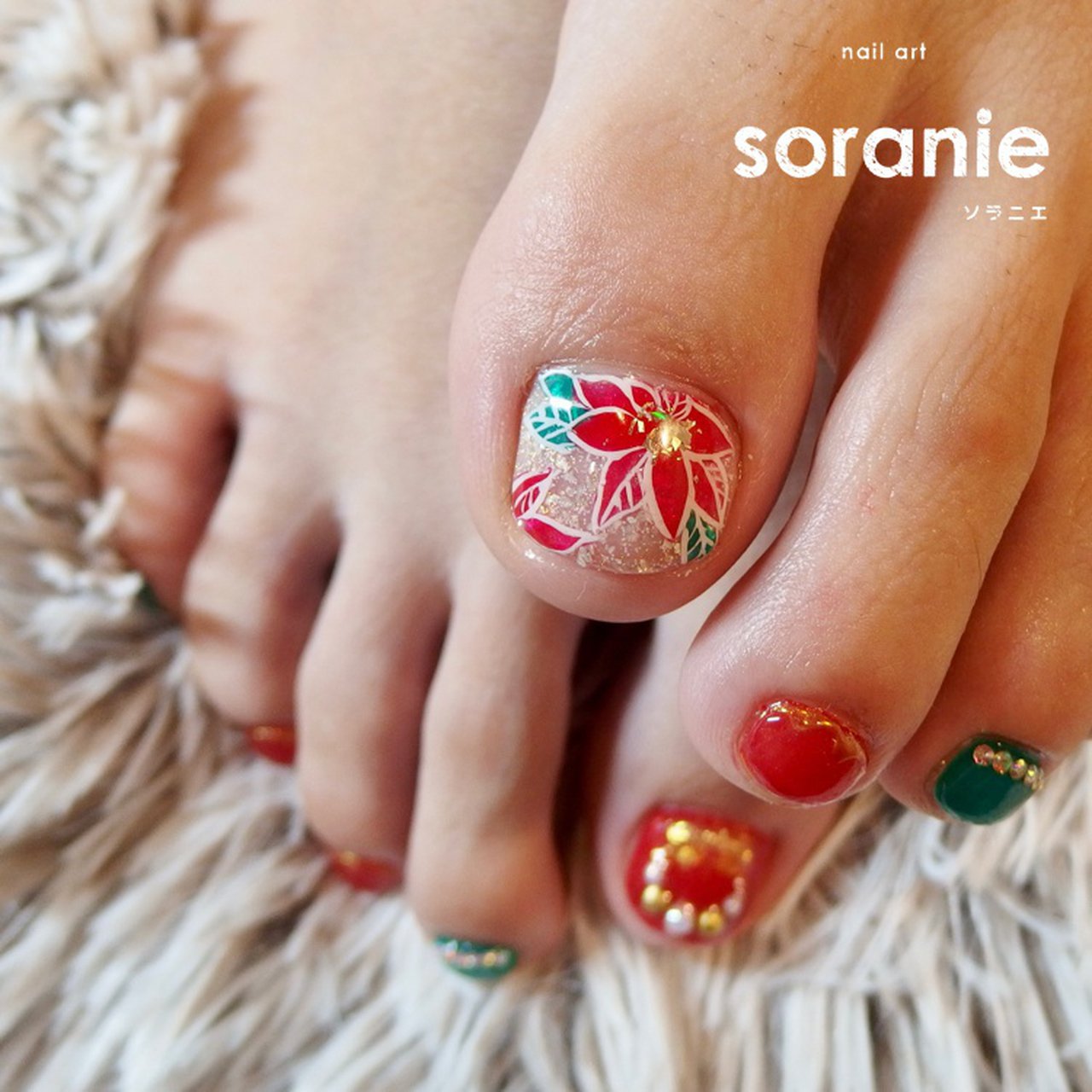 冬 クリスマス パーティー フット レッド Mizumi Sorani E のネイルデザイン No ネイルブック
